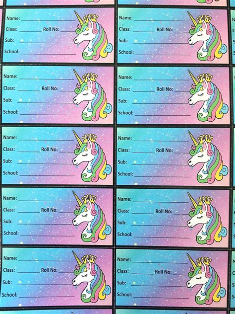 DaSync SYNC Unicorn Name Slips for School Notebook 35 Pieces Labels ...