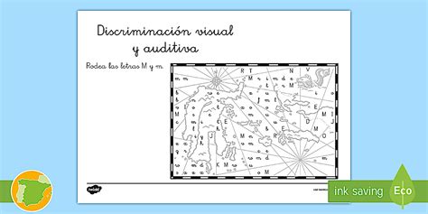 Ficha de discriminación visual y auditiva: La letra M
