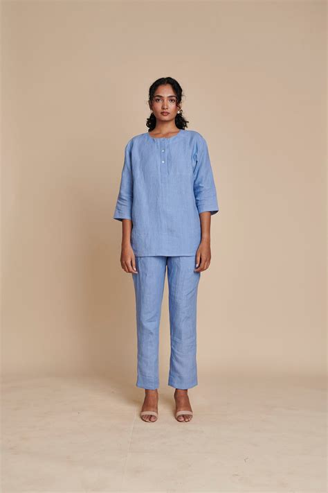 Ashwem Linen Short Kurta Set – Saphed