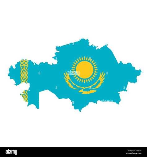 Kazakhstan flag map. Country outline with national flag Stock Photo - Alamy