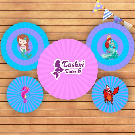 Mermaid Theme Paper Fan | Birthday party celebration online – Party ...