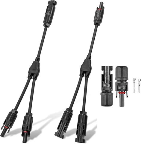 ABONIX MC4 Y Branch Solar Connector 1 Pair with 1 Pair MC4 Male/Female ...