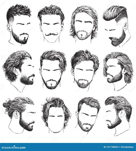 Set Of Men Hairstyles, Beards And Mustache Fashion Stock Image ...