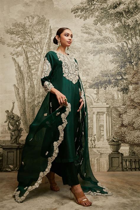 Bottle Green Gotta Long Suit | Buy SALWAR Online – Mokshaa Chennai