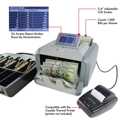 Cassida 7750R Mixed Denomination Money Counter Machine and Value Bill ...