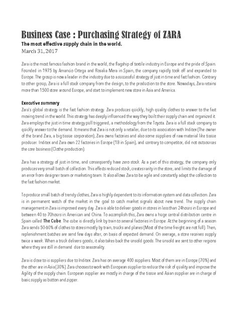 Business Case: ZARA's Purchasing Strategy & Supply Chain Excellence ...