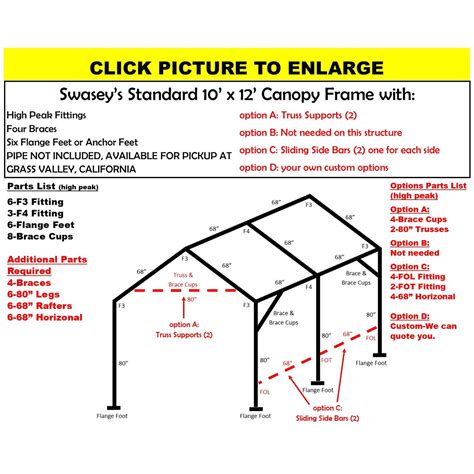 10 X 12 X 1-5/8" HD CANOPY FRAME PARTS, INCLUDES EVERYTHING EXCEPT PIP ...