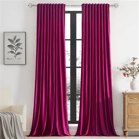 Amazon.com: PRIMROSE Hot Pink Velvet Curtains 120 inch Long for Living ...