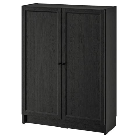 BILLY / OXBERG bookcase with doors, black oak effect, 80x30x106 cm (311 ...