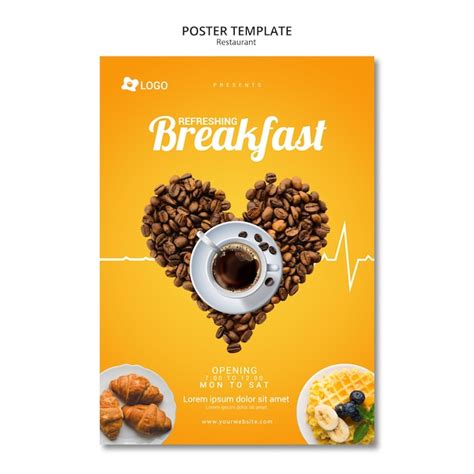 Modern poster design template for restaurant | Free PSD