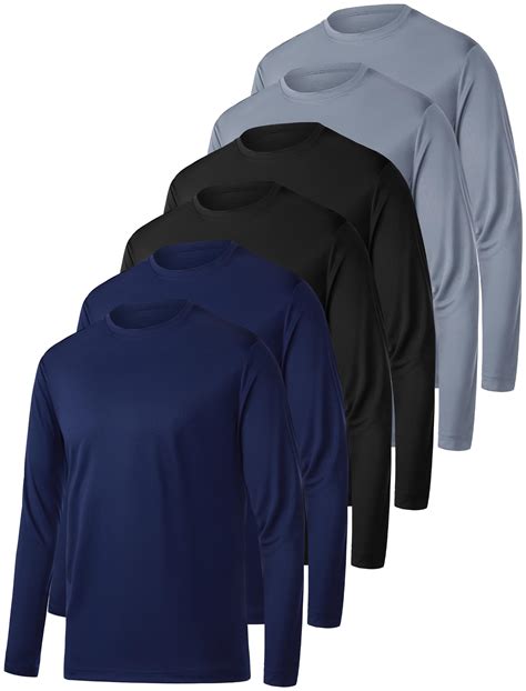 OYGSieg 6 Pack Long Sleeve Shirts for Men Moisture Wicking UPF SPF Sun ...