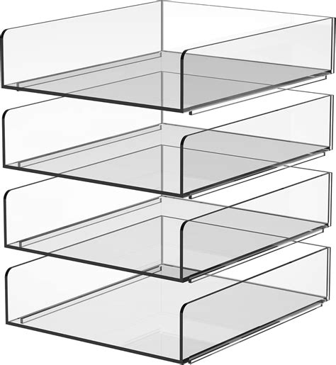 Buy TONICE 4 Tier Clear Acrylic Stackable File Tray Office Desktop File ...