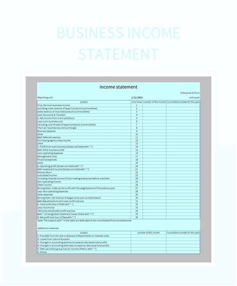 Image result for Create Business Income Statement Example