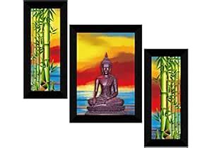 SAF paintings Set of 3 Buddha Modern Art UV Textured Home Decorative ...