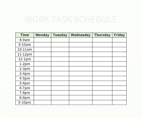 Image result for Weekly Task Schedule Template Excel