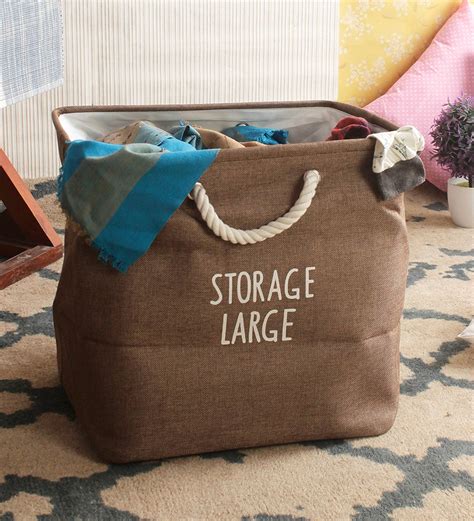 Buy 12 Ltr Brown Canvas Laundry Basket at 65% OFF by Cortina | Pepperfry