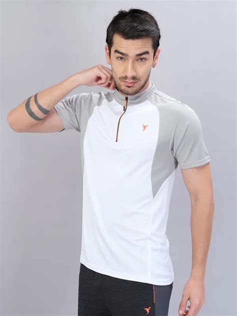 Men Slim Fit Mock Neck T-shirt with Techno Cool+