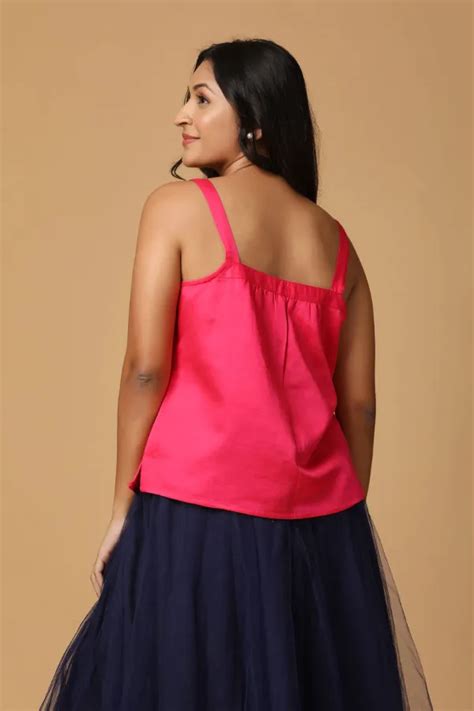 Magenta Wide Strap Camisole For Women At Festive Folks