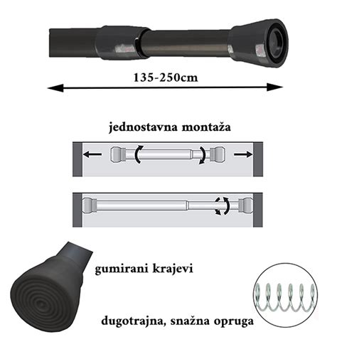 Držač za zavesu 135-250cm Tendance 2104103 | Volim svoj dom