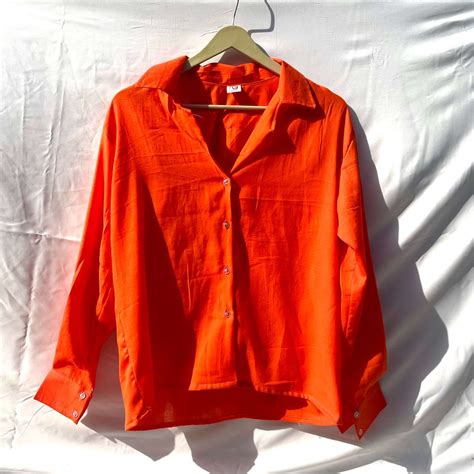 Orange Solid Cotton Women Shirt - KJ0157 – Kajrakh
