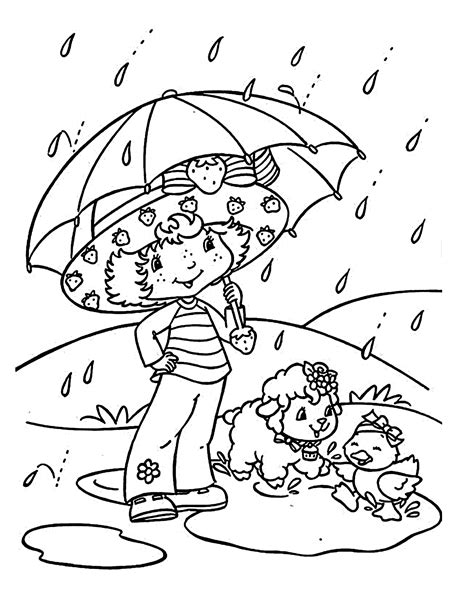 Rain Coloring Page For Kids