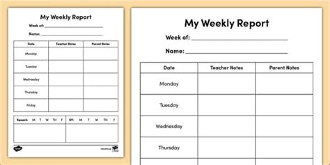 My Weekly Report for Special Education