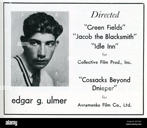 Trade Ad for Director EDGAR G. ULMER at time he had just directed GREEN FIELDS, JACOB THE ...