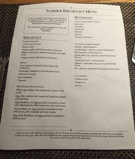 Qantas First Class Menu 的图像结果