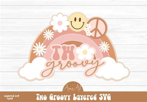 Two Groovy SVG PNG File Clipart Colored and Black and White - Etsy India