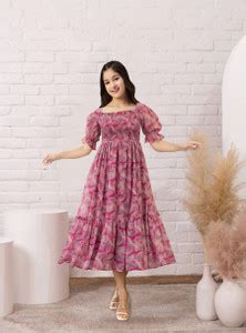 Dearthank Girls Calf Length Casual Dress Price in India - Buy Dearthank ...