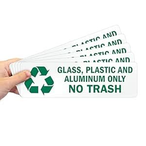 SmartSign "Glass, Plastic And Aluminum Only No Trash" Pack Of 5 Recycle ...