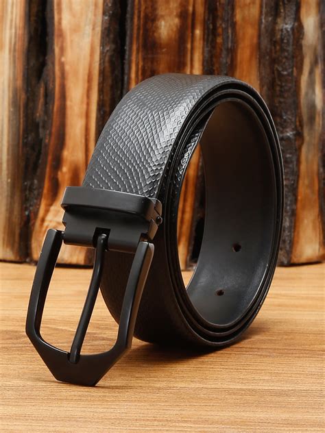 Buy Men's Black Formal Italian Leather Textured Belt For Men - Louis Stitch