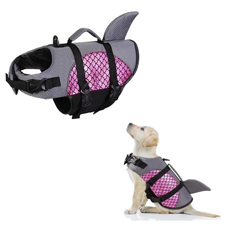 MUGATH Dog Life Jacket Ripstop Fin Shark Flotation Lifesaver Vests with ...