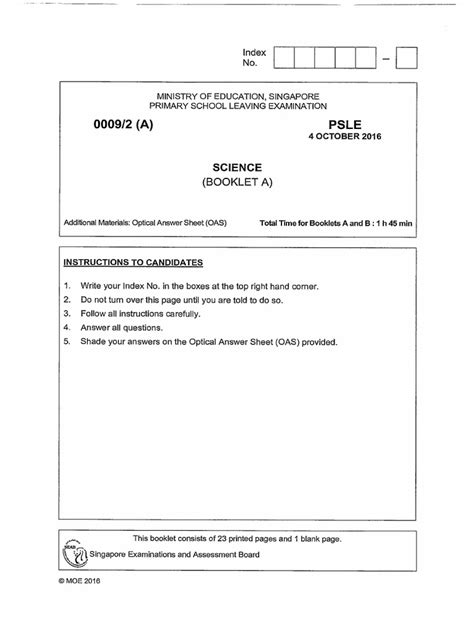 Image result for PSLE 2016 Science Answer Key