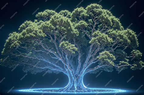 Tree with neon lights | Premium AI-generated image