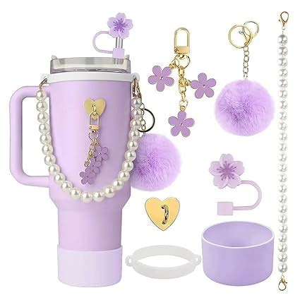 CoolShef 7 Pcs Purple Stanley Cup Accessories Kit with Straw Cap, White ...