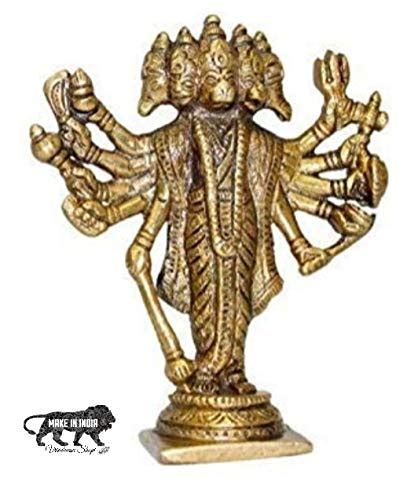 Buy Vrindavan shopi Brass Asta Dhatu 8 Metal 5 Faced Hanuman Ji - Gold ...