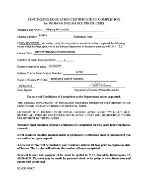 Fillable Online CONTINUING EDUCATION CERTIFICATE OF COMPLETION for ...