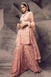 Buy Pink Georgette, Net Pearls, Sequins, Embroidery Floral Pattern ...