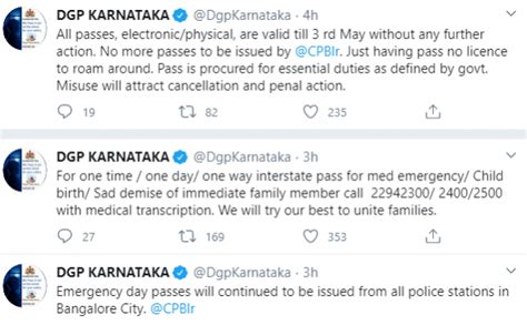 All Bengaluru Police 'clear passes' now valid till May 3: DGP Sood ...