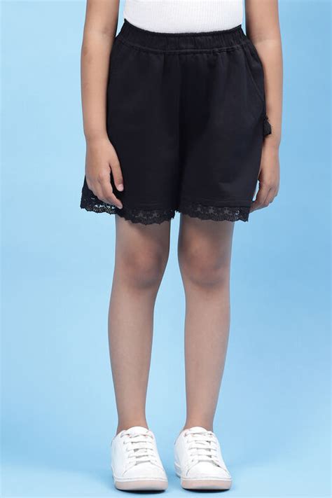Black Cotton Shorts at Biba India