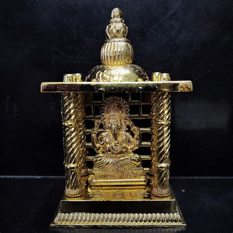 Buy Sankalan Art Gallery Ganesh Temple, Made of Zinc Metal, Gold Plated ...
