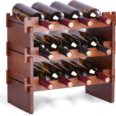 Amazon.com: IWNTWY Wine Rack, 12 Bottles 3-Tier Stackable Wine Racks ...