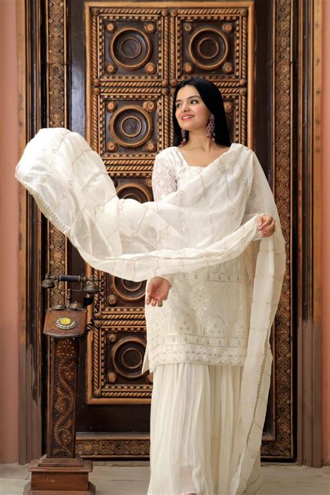Aranyani Embroidered Georgette Kurti Sharara Set – Trinari