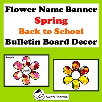 Flower Name Banner, Spring, Back to School, Bulletin Board Decor ...