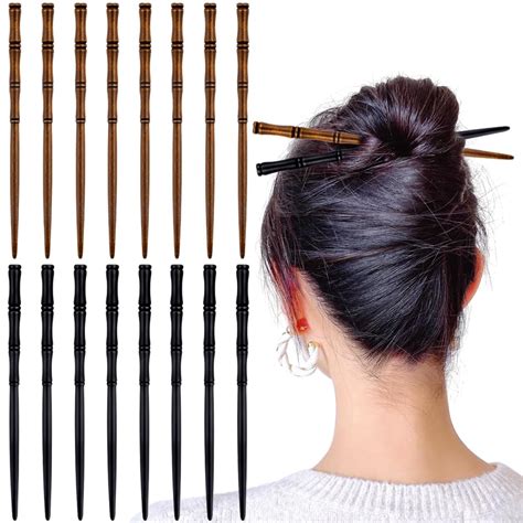 Amazon.com : 16 PCS Retro Wooden Hair Sticks Bamboo Shape Hair ...