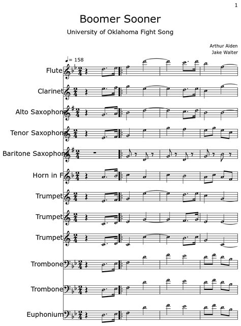 Boomer Sooner - Sheet music for Flute, Clarinet, Alto Saxophone, Tenor ...