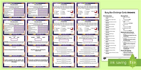 UKS2 Busy Box English Challenge Cards