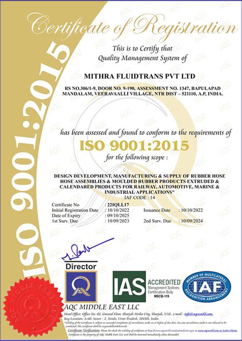 Certificates || Mithra Fluid Trans Pvt Ltd , Vijayawada