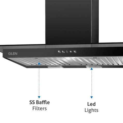 Buy Glen Wall-Mounted Black Glass Kitchen Chimney 90cm